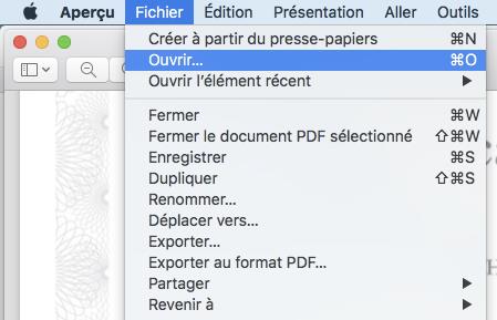 Ouvrir le fichier PDF dans Aperçu