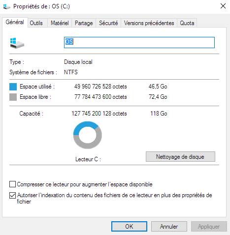 Nettoyage de disque sur Windows