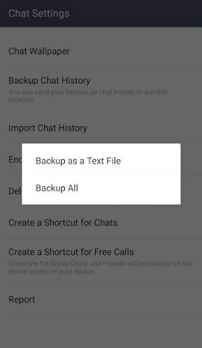 Back up Line Chtas to Android Storage