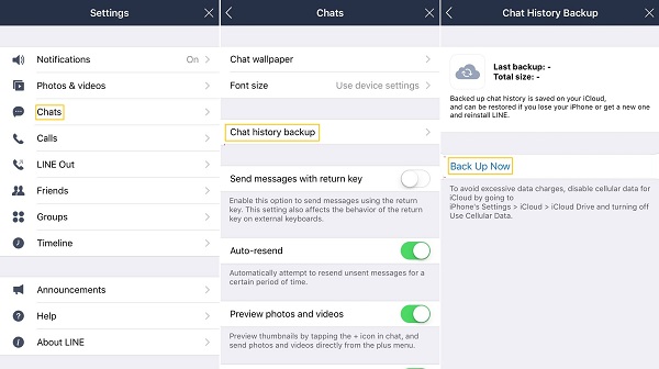 Backup Line Chat to iCloud Drive