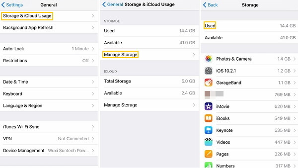 iPhone Storage Usage
