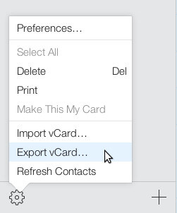 Choose Export vCard