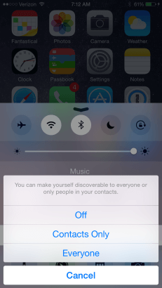 Enable AirDrop on iPhone