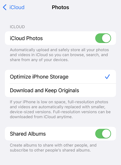 Optimize iPhone Storage