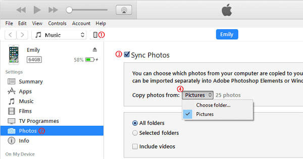 Sync Photos from Laptop to iPhone