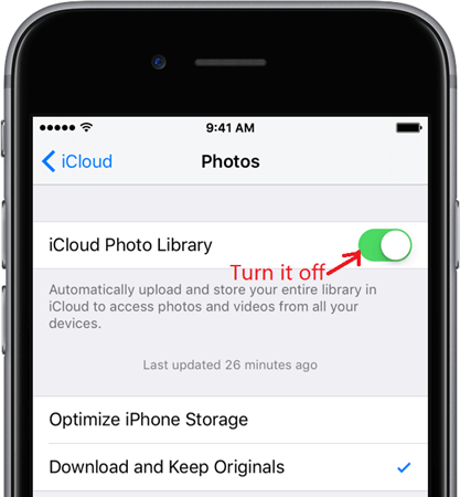 Turn off iCloud Photo Library