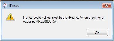 iTunes 0xe8000015 Error.