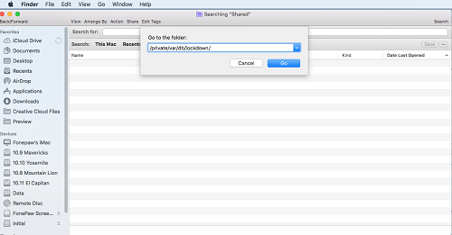 Go to iTunes Lockdown Folder on Mac