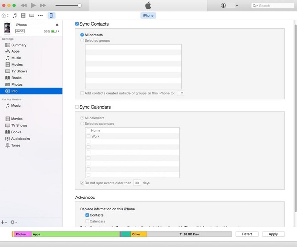 Sync Contacts to Mac with iTunes