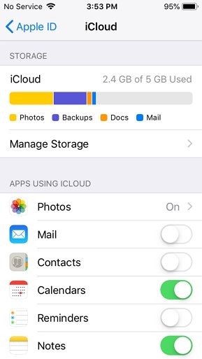 Turn off Mail Using iCloud