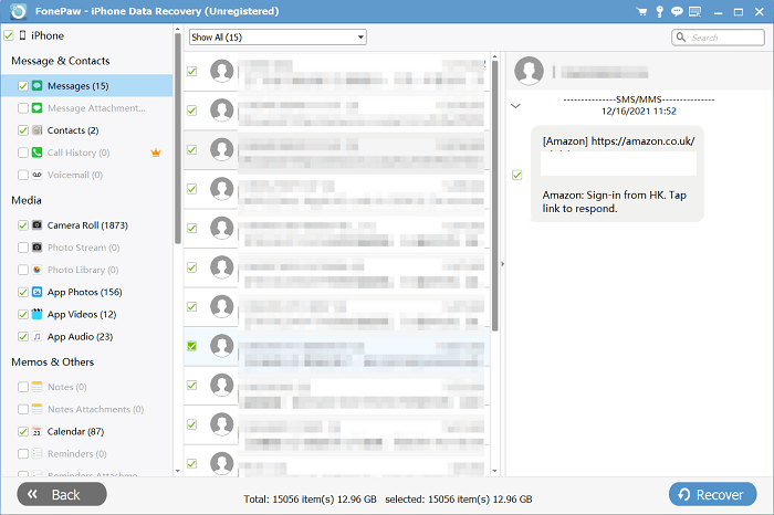 Choose Messages to Recover Interface