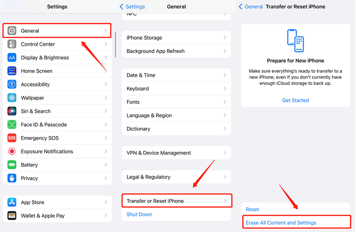 iPhone Erase All Content and Settings