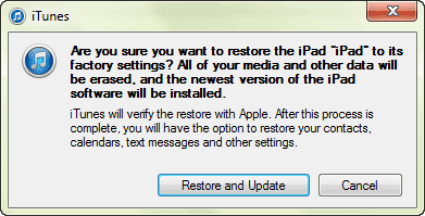 iTunes Verify the Restore with Apple