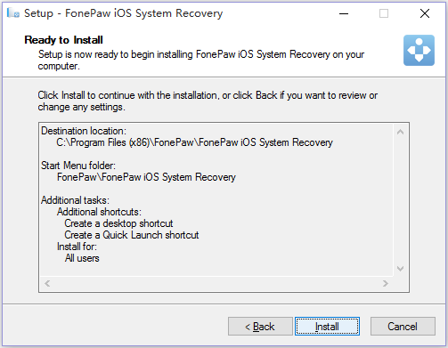 Ready to Install iPhone Data Recovery