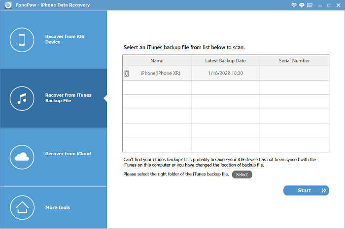 Select Backup File