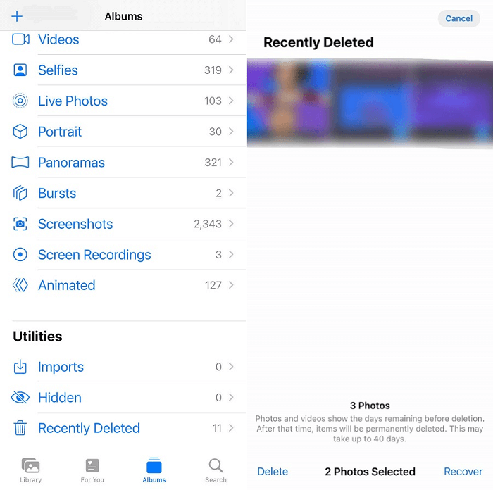 Recover iPhone Photos from Recently Deleted Album