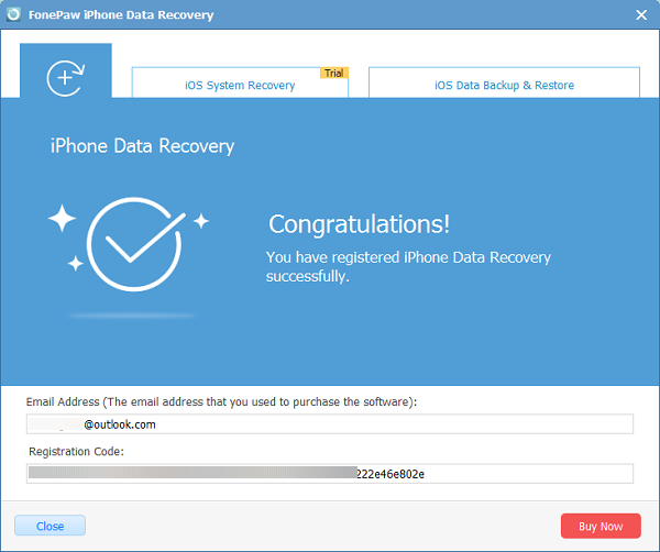 Register iPhone Data Recovery