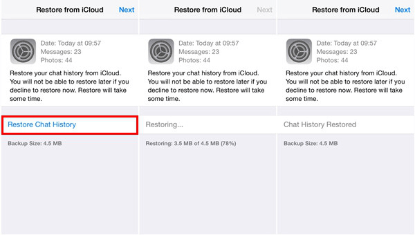 Restore WhatsApp Chat History with iCloud