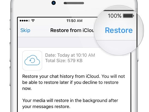 Restaurar backup do WhatsApp no iPhone