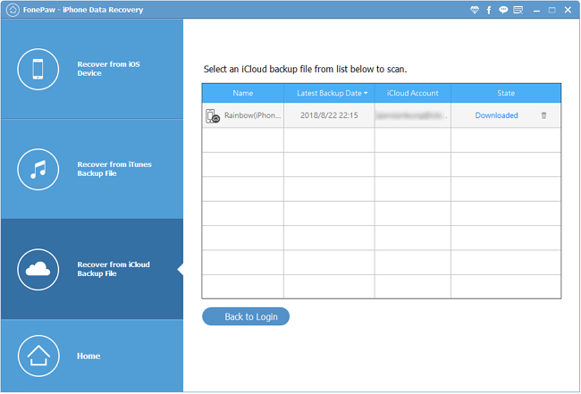 Select iCloud Backup Files to Download