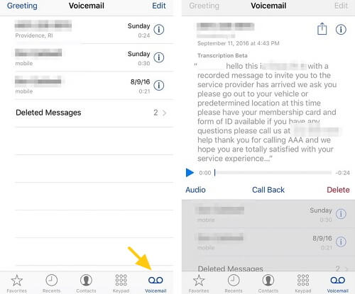 iPhone Voicemail Messages