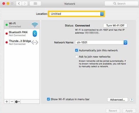 Go to Network on System Preference