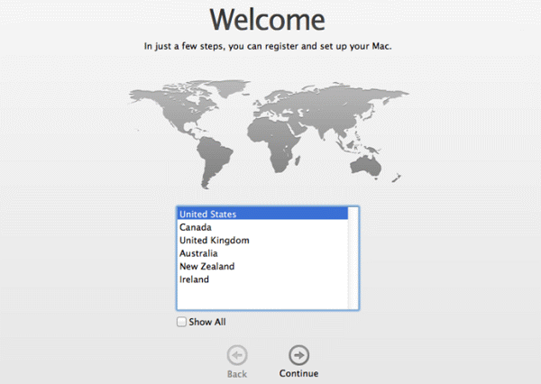 Select Country on Mac