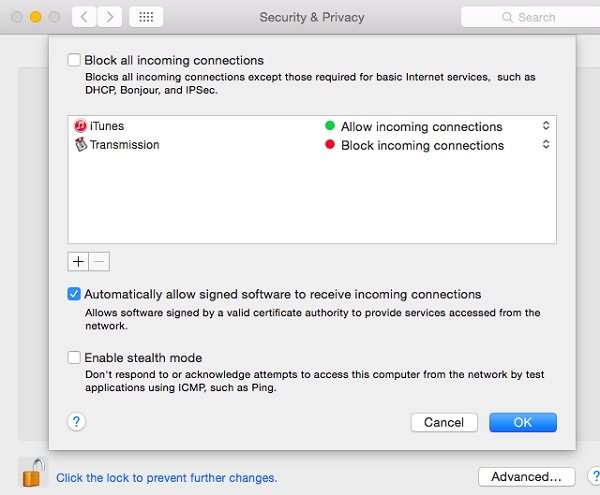 Firewall Settings on Mac