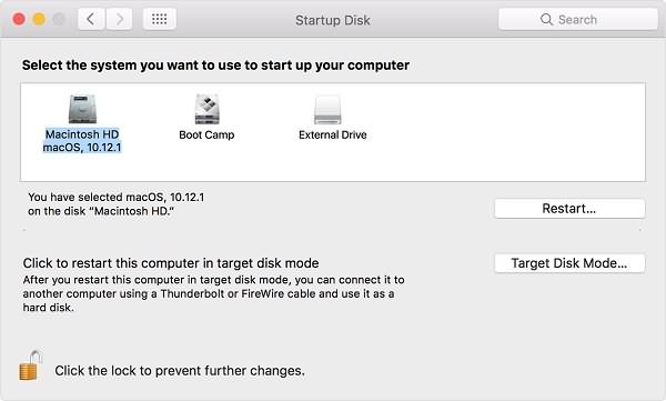 Select Startup Disk