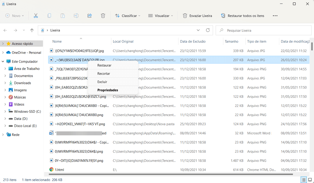 Recuperar arquivos apagados no Windows da Lixeira