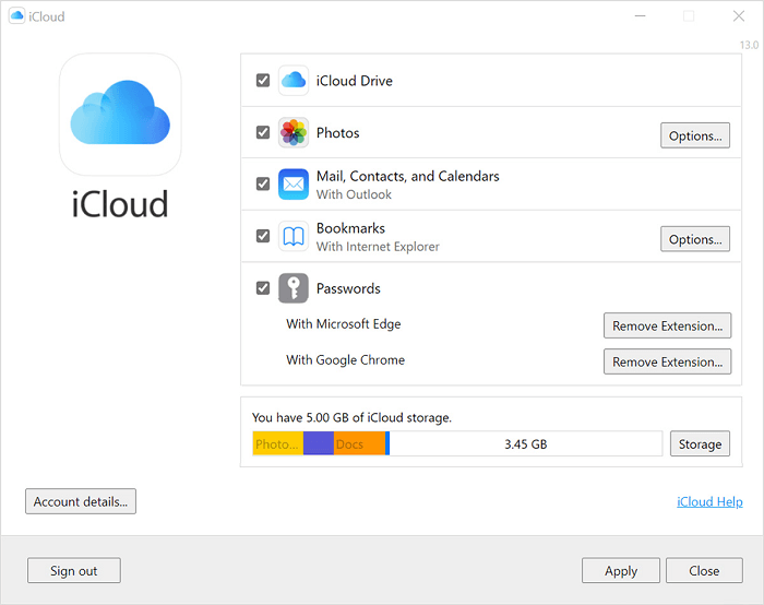 Ativar iCloud no Windows