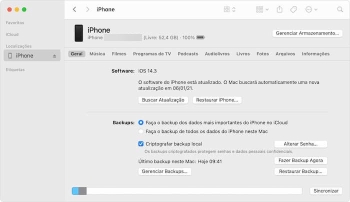 Restaurar o iPhone do backup do iTunes