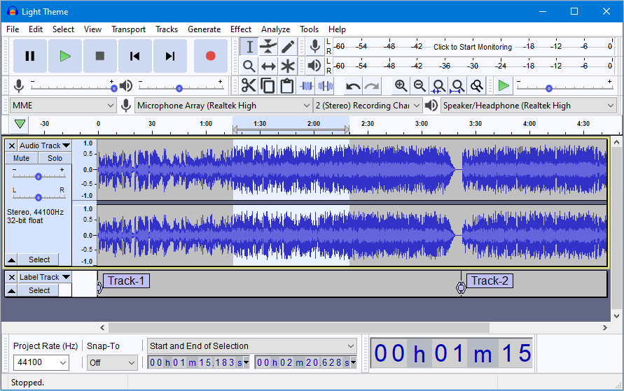 Programa para gravar áudio Audacity