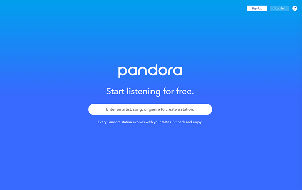 Pandora Radio Sign in 