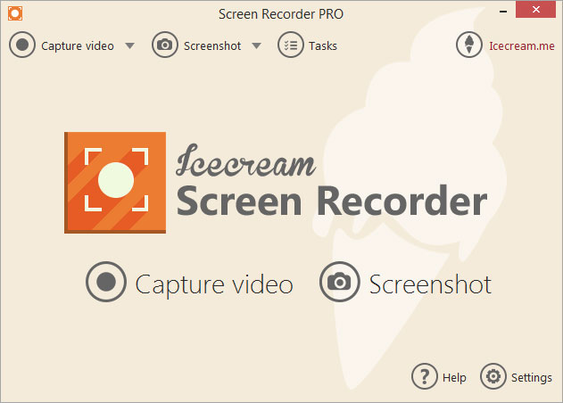 Interface do Icecream Screen Recorder