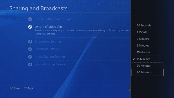 Set up Video Recording Length on PS4