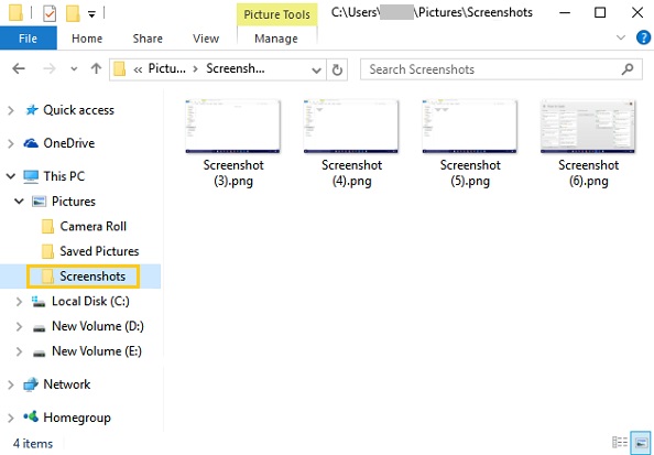 Screenshot Folder in Windows 10