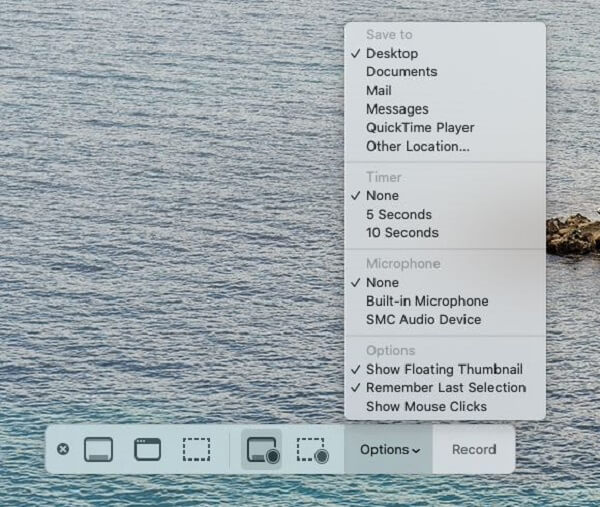 Screenshot Toolbar Options