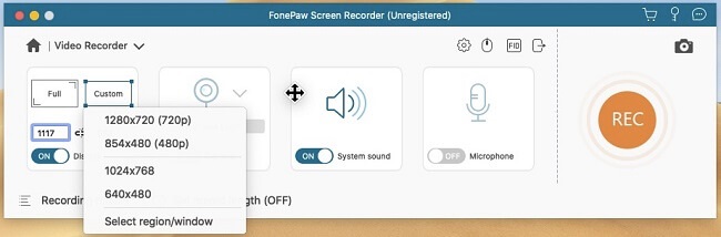 Gravador de tela FonePaw Mac