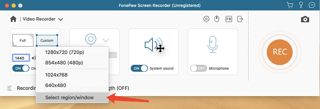 Select Recording Region on Mac