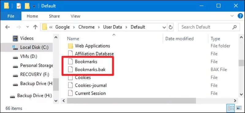 Chrome History Bookmarks Files