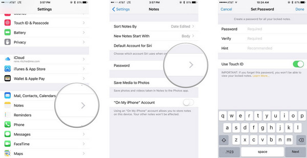 How to Lock Notes from Settings