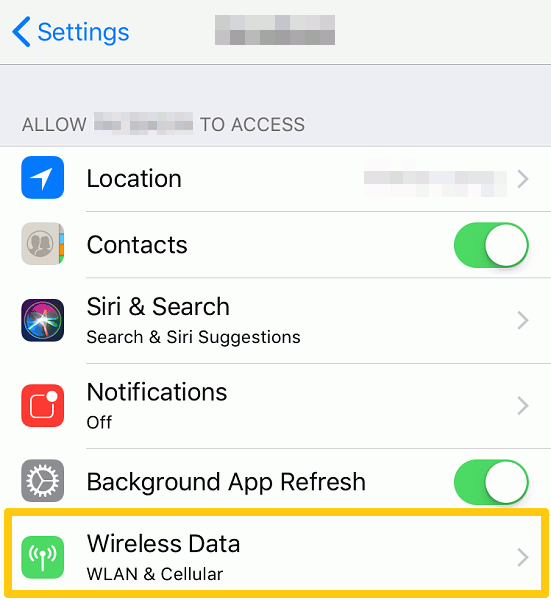 Enable Snapchat Access to Wireless Data