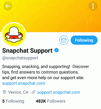 Snapchat Support Twitter Account