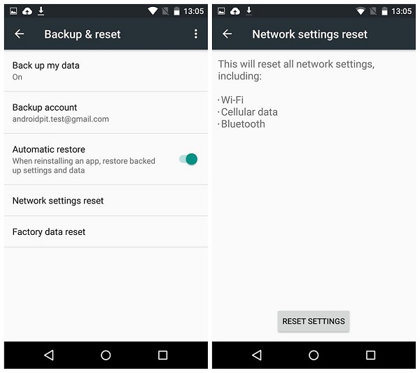 Reset Network Android
