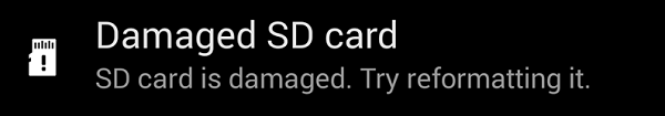 Android Corrupted SD Card Error
