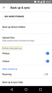 Android Google Photos Use Cellular Data
