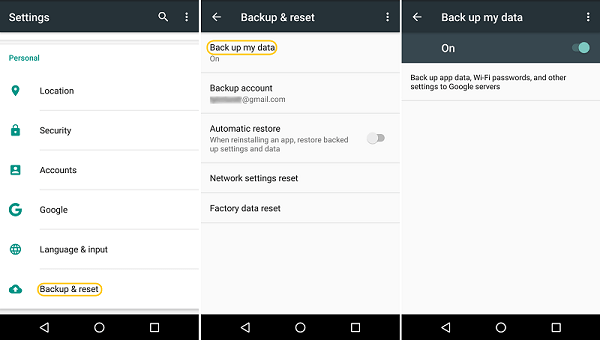 Backup Android to Google Account
