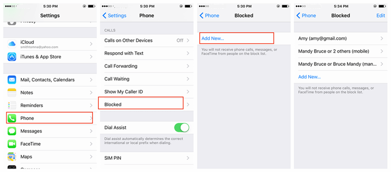 Block Contacts on iPhone