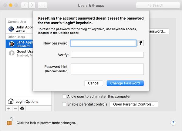 Reset Password Mac